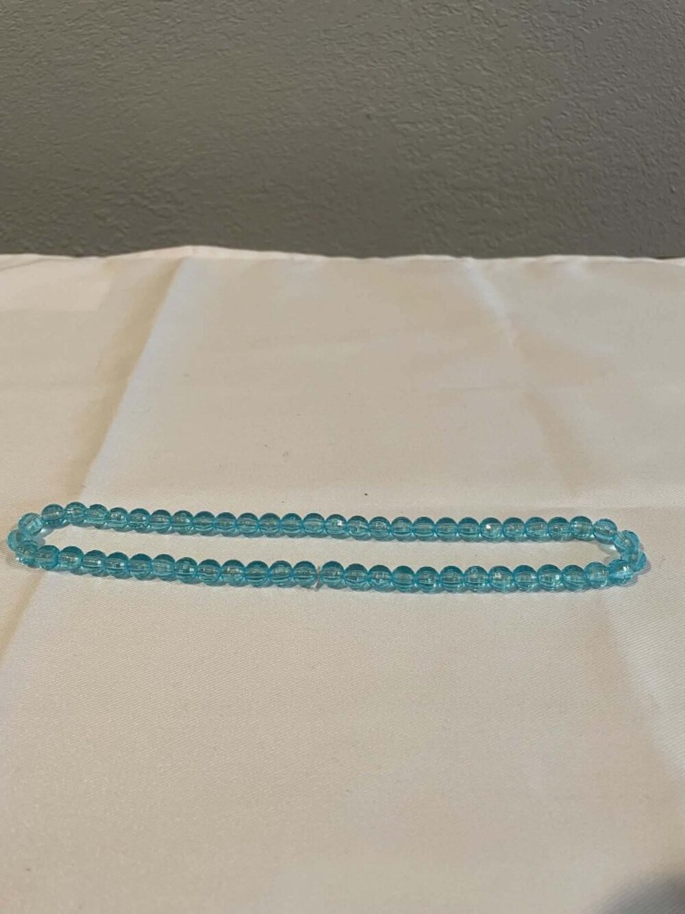Aqua Blue Beaded Necklace – Clear Glass-Look Round Beads
